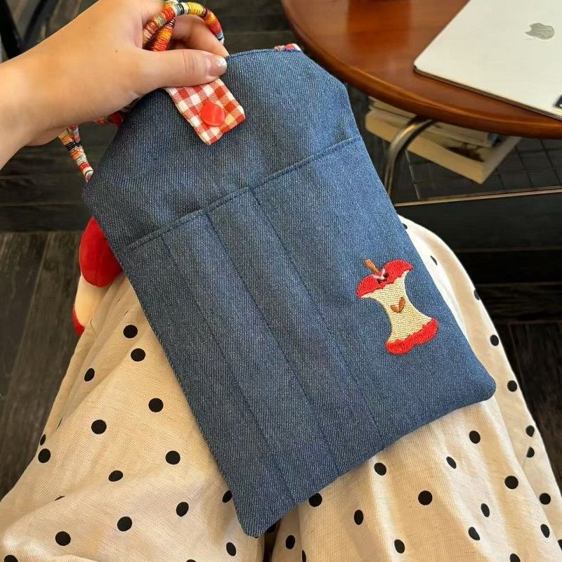 Cute Summer Embroidered Crossbody Bag with Apple Design, Perfect for Daily Use and Stylish Outings
