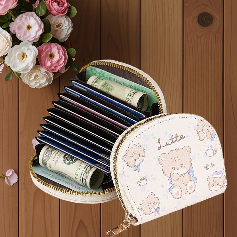 Large Capacity Portable Compact Multi-Functional Cute Mini Coin New Card Holder Fashion ID Card-Bit Zipper