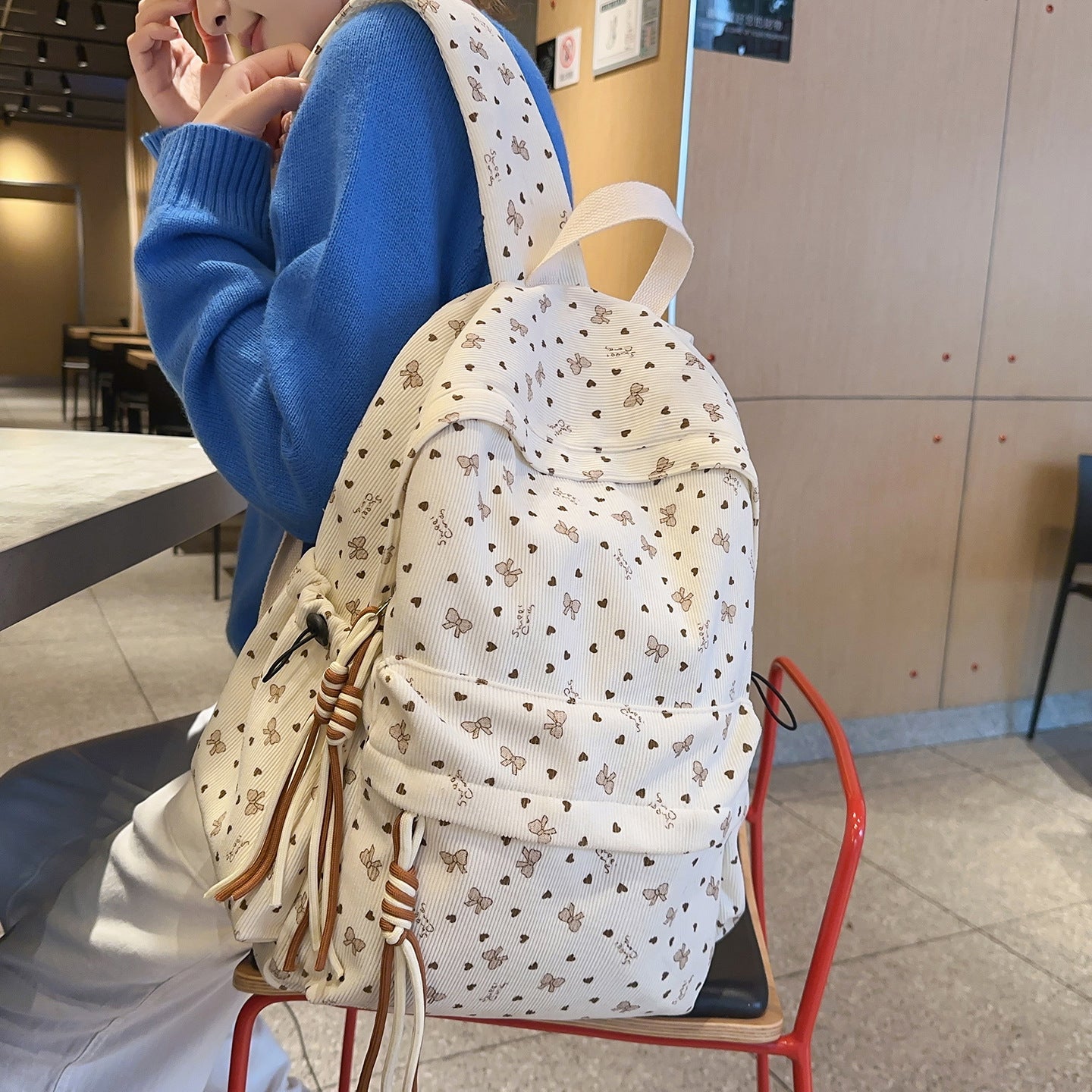 Early High School Student Schoolbag Large Capacity Floral Casual Travel Backpack Small Fresh Simple Backpack
