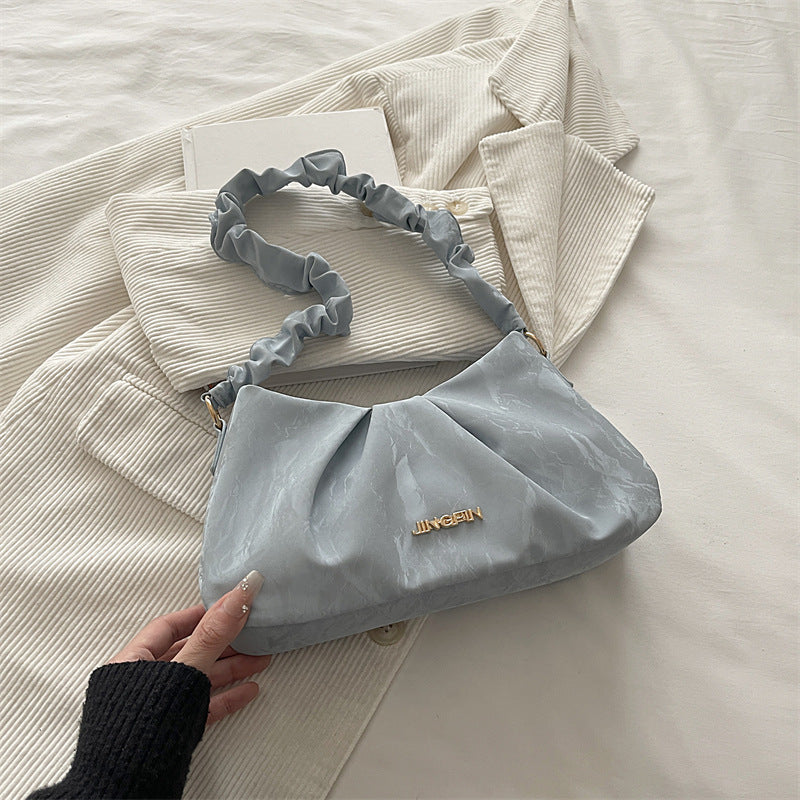 Summer Solid Color Pleated New Western Style Fashion Bowknot Chain Crossbody Handbag for Women