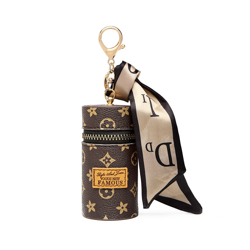 Coin Purse Women's Retro Printing Mini Lipstick Cosmetic Bag New Small Earphone Keychain Bag