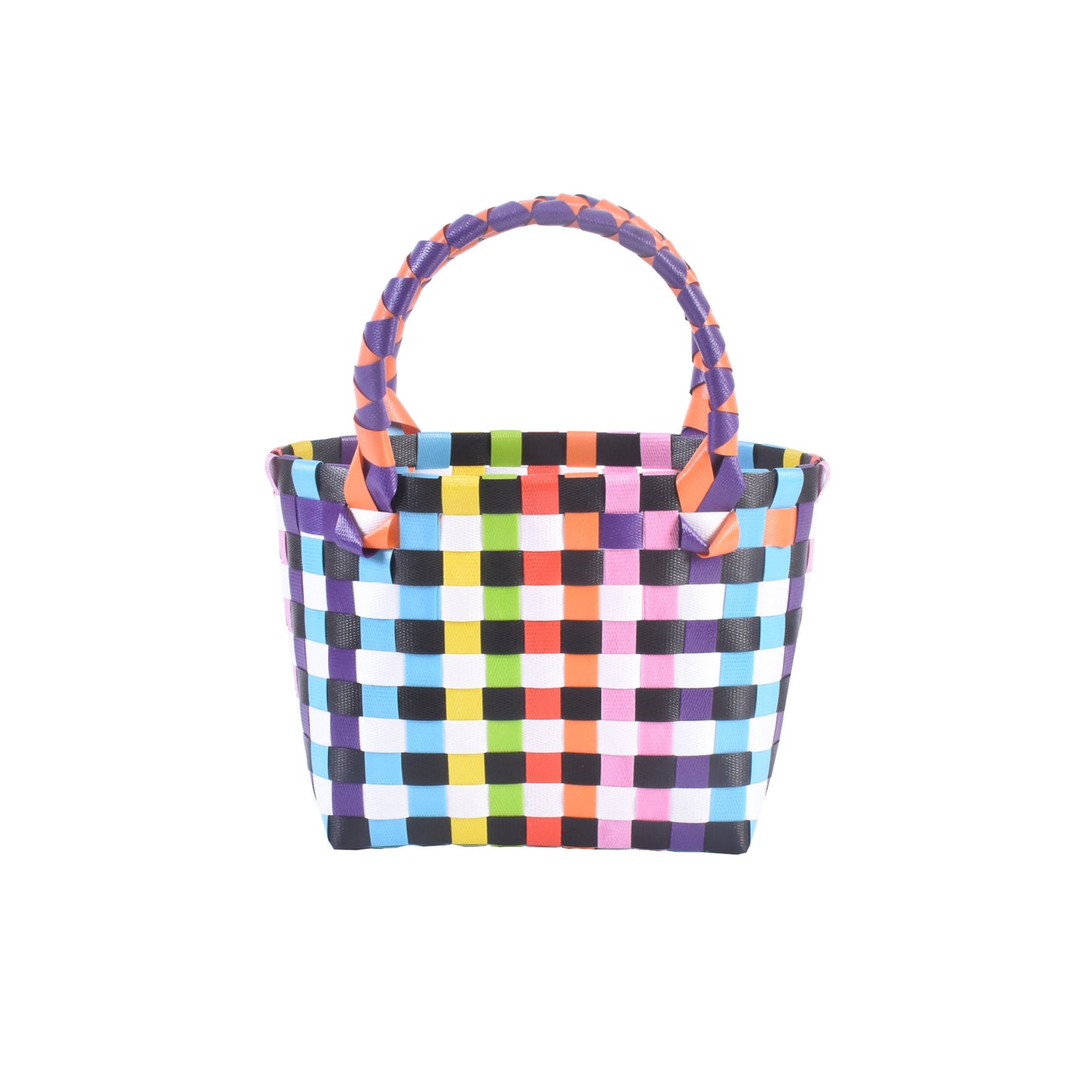 Handwoven Checkerboard Tote Bag for Women, Fashionable Beach & Daily Use, Soft PVC Material with Open Top and Inner Pockets