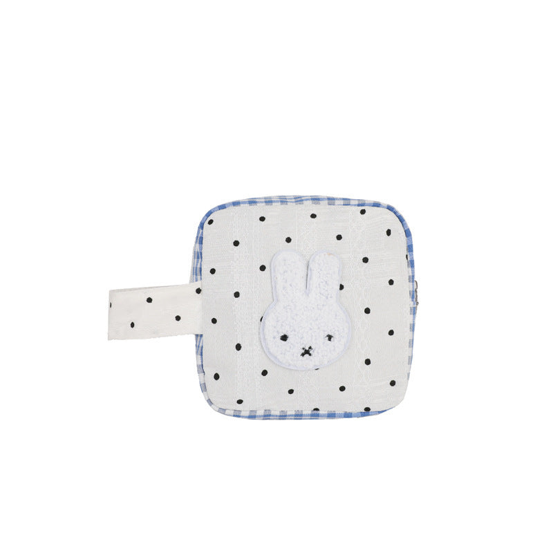 Cute Polka Dot Miffy Rabbit Handbag with Zipper Closure - Stylish Mini Square Bag for Camera and Makeup Storage