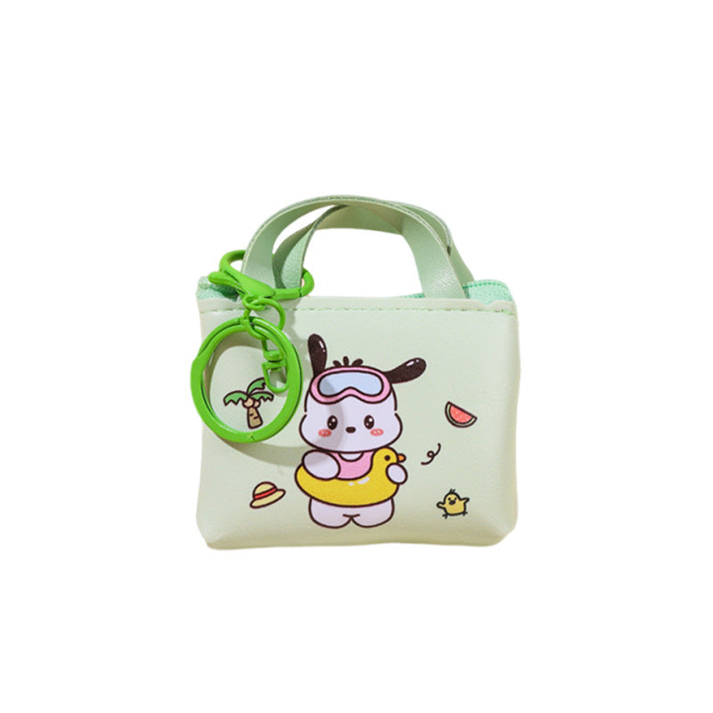 Cute Cartoon Rabbit Mini Wallet with Zipper and Keychain for Kids and Teens - Stylish Daily Coin and Card Holder
