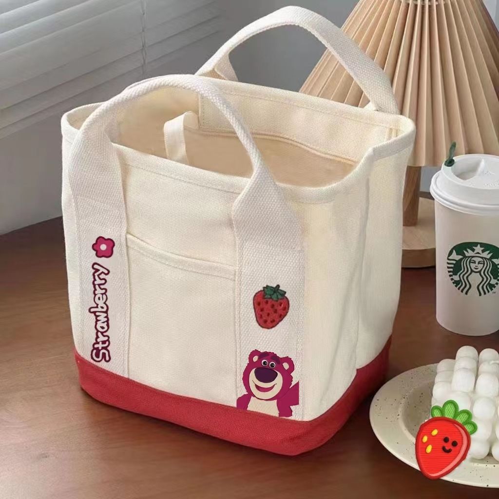 Miffy Cartoon Canvas Tote Bag for Women, Casual Everyday Handbag with Zipper Closure and Phone Pocket