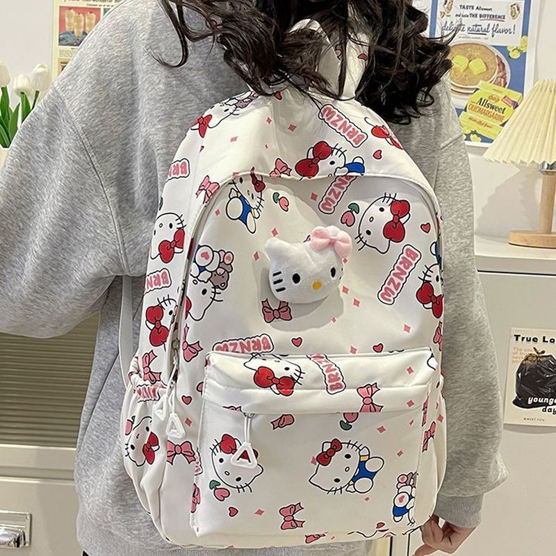 Hello Kitty Fashion New Schoolbag Female Versatile Student Backpack Large Capacity Middle School Student Schoolbag