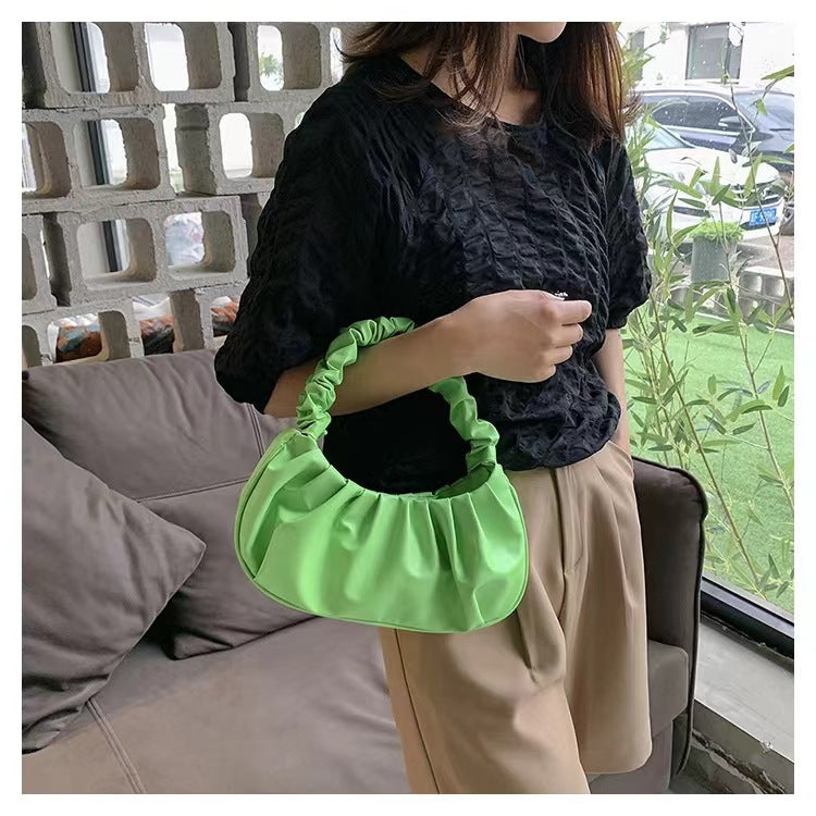 New Pu Pleated Cloud Bag Women's Shoulder Underarm Bag Fashion Trend Everyday Joker Handbag